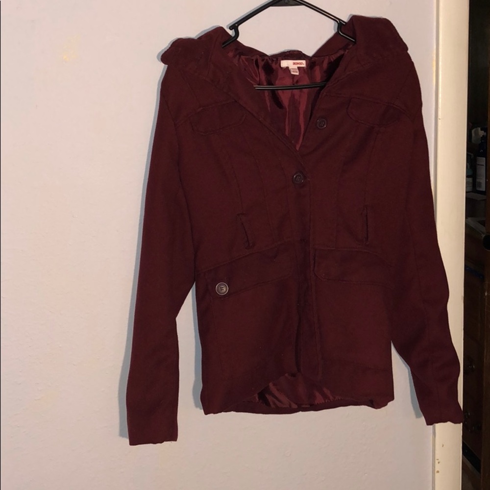 Maroon button up trench coat